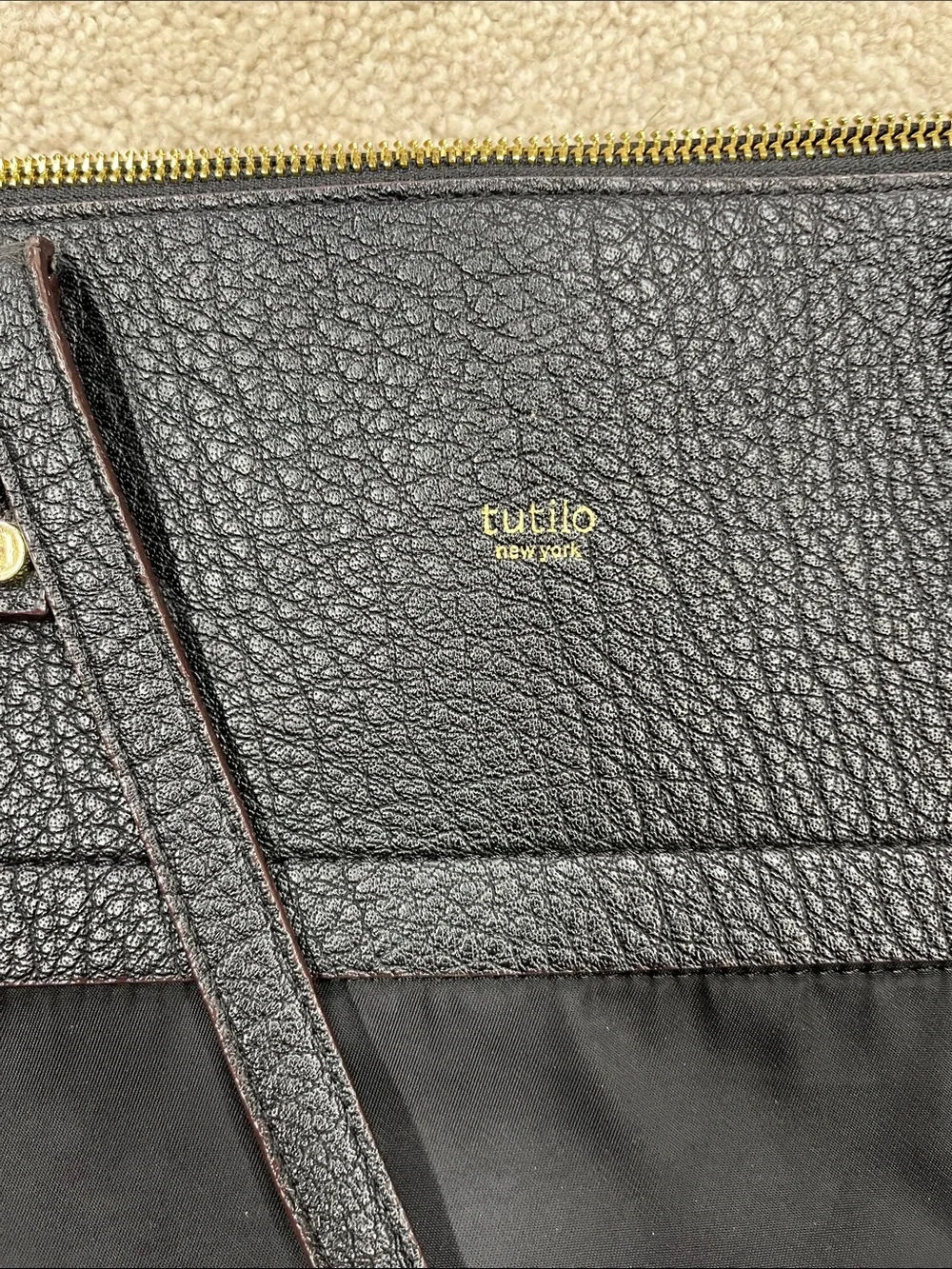 Tutilo Black Nylon and Leather Trim Large Computer Tote